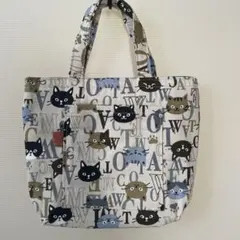 ハンドメイド トートバッグ 猫柄 リバーシブル