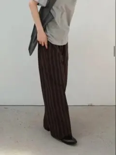 OHOTORO Chic Stripe Pants Brownのサムネイル
