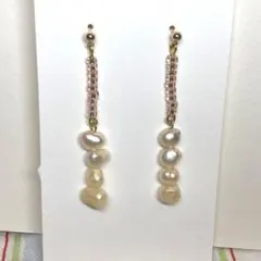 淡水パール チェーン ロングピアス