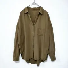 earth music&ecology スキッパーシャツ フリーサイズ カーキ