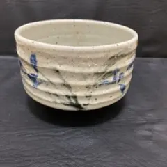 灰色の青模様茶碗 茶道具　茶道