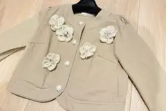 コサージュデニムジャケット ベージュ