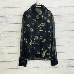 【AUJARD PARIS】黒×金 花柄 キャミ＆ブラウス セット シアー素材