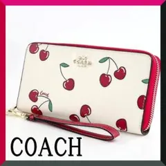新品 未使用 コーチ 長財布 ラウンドファスナー 白 ホワイト 赤  CF406