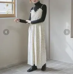 Bab 小花柄レース付きベロアキャミワンピース　バブ　ZOZO キャミワンピ　白