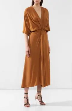 新品未使用 エリカカヴァリーニ ロングワンピース ドレス 上品 エリカカヴァリーニ L ロング丈ワンピースドレス ダークパープル