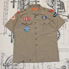 Military ワッペン ボーイスカウト タグ 半袖 ベージュ ミリタリーのサムネイル