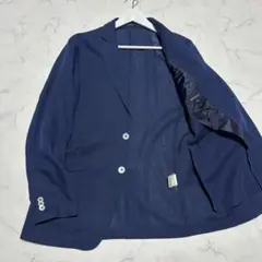 美品　アバハウス　リネン混テーラードジャケット　ネイビー　サイズ3