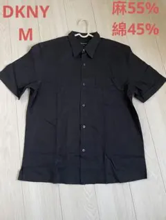 DKNY 麻綿半袖シャツ ブラック Mサイズ　人気
