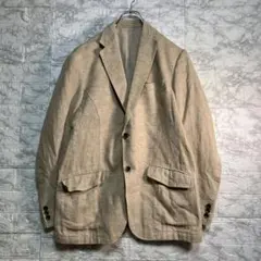 ジャケット　麻55 綿45 ベージュ　春夏秋　Vライン　2釦 袖3ボタン