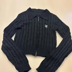 size160(L) ラブトキ ケーブルニットジップジャケット