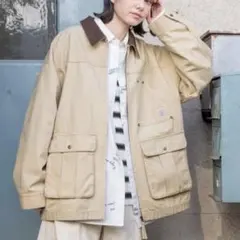 ニコアンド☆ヴィンテージ配色ワークジャケット　ベージュ