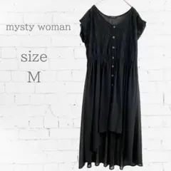mysty woman ノースリーブ ワンピース レース素材 ブラック 黒 M