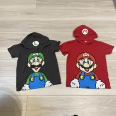 マリオ ルイージ フード付きTシャツセット 130センチ