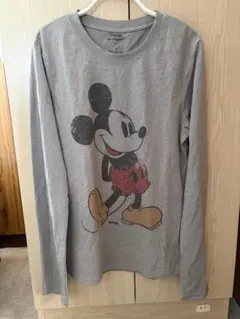 90s USA ディズニー ミッキーマウス 長袖 Tシャツ M グレー