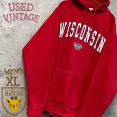 ☆US古着☆【カレッジ スウェット/パーカー】大学 刺繍 ビッグロゴ メンズXL