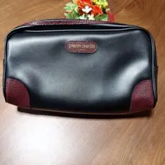 [新品]Pierre Cardin ポーチ ブラック/バーガンディのサムネイル
