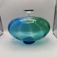 レトロ 花瓶 ガラス ミルフィオリ フラワーベース ブルー blue