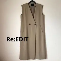 【美品】Re:EDITリエディカットツイルワンピースジャケットベストジレ