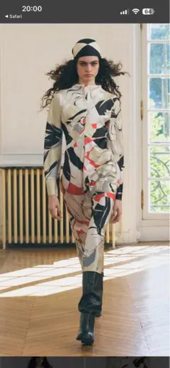 新品 ザラZW Collection 抽象画 プリント 長袖 ミディワンピース