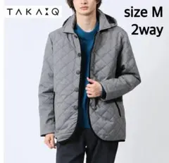 【極美品・未使用級】TAKA-Q フード脱着 キルティングジャケット M グレー