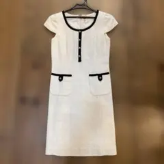 ロペ　フォーマルスーツ　ツイード　ワンピース＆ジャケットセット　7号　ホワイト