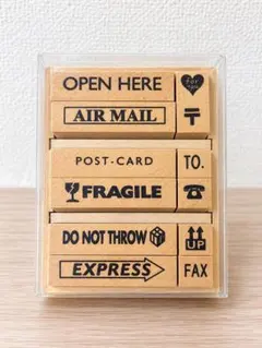 英字スタンプセット 木製 AIR MAIL FRAGILE レトロ