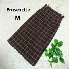 《Emsexcite》エムズエキサイト チェック柄タイトスカート ロング【M】