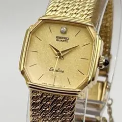 極美品 稼働品 SEIKO エクセリーヌ クォーツ 新品電池 2P ダイヤ