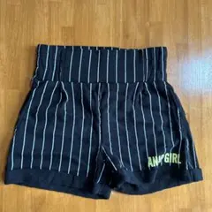 ANAP GIRL ハーフパンツ M 黒ストライプ