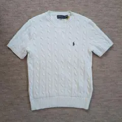 新品✨Polo Ralph Lauren 半袖 ケーブルニット S ホワイト - メルカリ