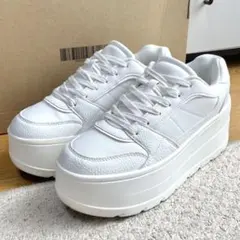 ZARA プラットフォームスニーカー 38(24.5cm) 白 厚底 ホワイト