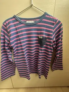 Lee 長袖カットソー グレーとピンクのストライプ