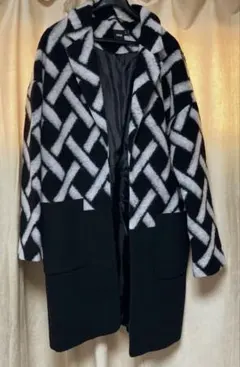 エイソス　アウター　コート　白黒　格子柄　ジャケット