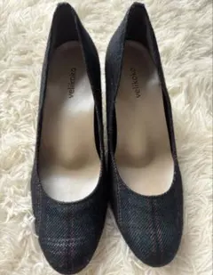 25㎝　velikoko　ヴェリココ　パンプス　チェック　日本製　送料込み