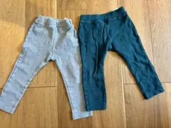 グレーとダークグリーンの地厚パンツ2枚セット 95