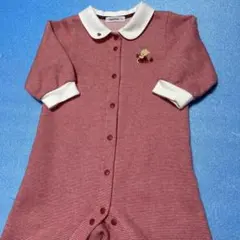 極美品ファミリア❤️ リアちゃん林檎の刺繍❤️赤ファミリアチェック・カバーオール70