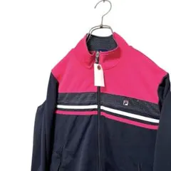 ワンポイントロゴ フィラ FiLA トランクジャケット ジャージ 紺 赤 ピンク