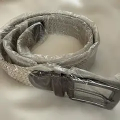 メンズ　編み込みベルト　ベージュ　全長110cm