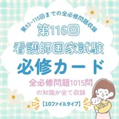 再販!看護師国家試験|必修対策カード141枚|最新統計第116回|付箋ノート|⑩