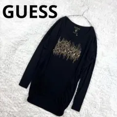 GUESS ゲス長袖 カットソー ロゴ ラインストーン 黒 XSのサムネイル