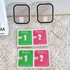 アップルウォッチ 41MM 強化ガラスケース 2個セット クリア 一体型