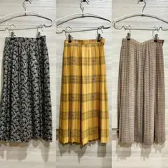 昭和レトロ スカート3枚セット プリーツ チェック ヴィンテージ S