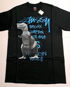 【新品・M】Stussy T-REX Tシャツ／BLACK×BLUE・正規品