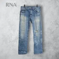【RNA アールエヌエー】　ダメージストレートジーンズ　XS ブルー　メンズのサムネイル