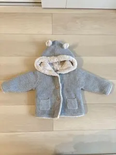 新品GAP グレー ニット フード付きアウター 70cm