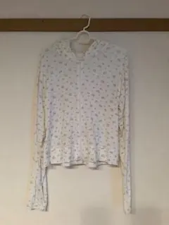 chernyy floral hoodie 小花柄バック刺繍ロゴフーディー M