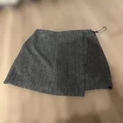 ミニ スコート スカート ヘリンボーン グレー