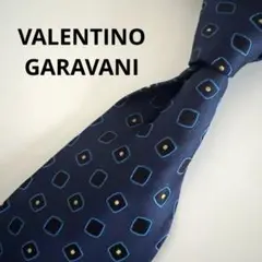 VALENTINO GARAVANI ネクタイ シルク100% 小紋柄 ネイビー