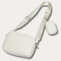 ホワイト ショルダーバッグ ダブルファスナー